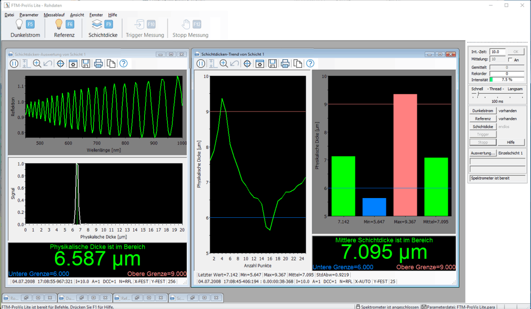 FTM-ProVis Lite Software zur Schichtdickenmessung